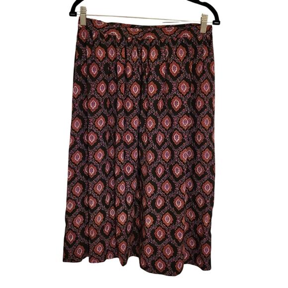 Joseph Picone Geometric Floral Print Flowy Silk Midi Skirt Multicolor Womens 14 - Picture 1 of 9